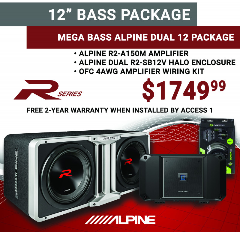 Alpine R Series 12" Bass Package – R2-W12D4 Subwoofer + Amplifier Combo